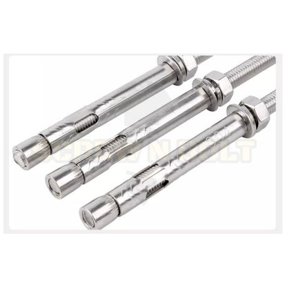 (ยกชุด) พุ๊ก พุก สตัด ตัวยาว (แหวน+ตัวเมีย2ชุด) สแตนเลส 304 เกลียวมิล M6 / (Set) Anchor Stud Bolt SUS304