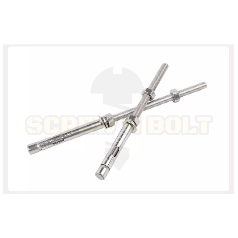 (ยกชุด) พุ๊ก พุก สตัด ตัวยาว (แหวน+ตัวเมีย2ชุด) สแตนเลส 304 เกลียวมิล M6 / (Set) Anchor Stud Bolt SUS304