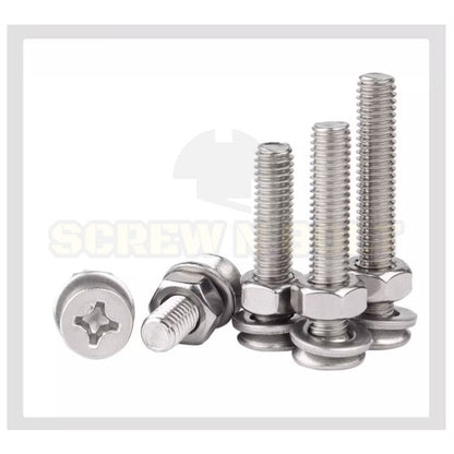 (ยกชุด) น็อต สกรู หัวเตเปอร์ แฉก F ตัวเมีย+แหวน สแตนเลส 304 เกลียวมิล M4 / (Set) Flat Head Machine Screw SUS