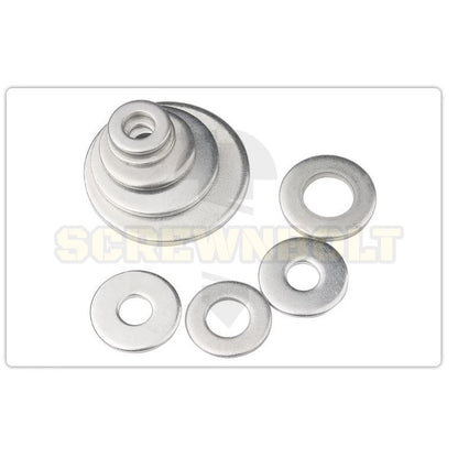 แหวนอีแปะ แหวนรอง น็อตสกรู เหล็กแข็ง 8.8 ชุบ ขาว - M6 M8 M10 M12 / 8.8 Grade Flat Washer Zinc White