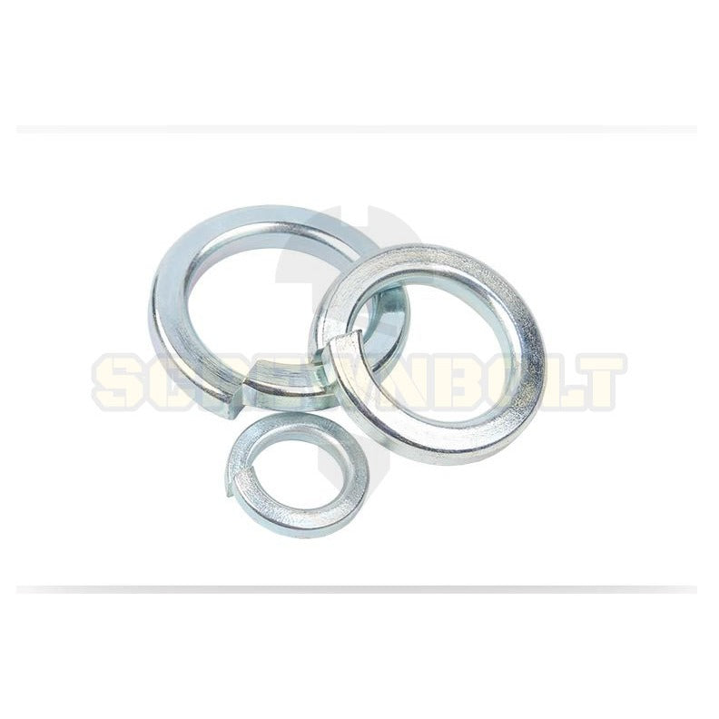 แหวนสปริง แหวนรอง กันคลาย เหล็กแข็ง 8.8 ชุบขาว/ฟ้า - M3 - M24 / 8.8 Grade Spring Washer White Zinc
