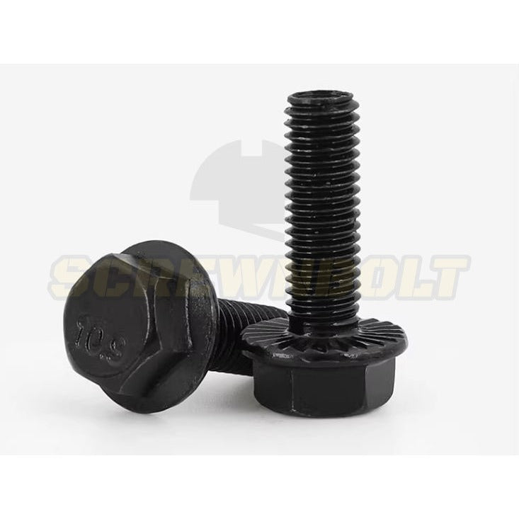 น็อต สกรู หัว หกเหลี่ยมติดแหวน เหล็กแข็ง 10.9 เกลียวมิล หยาบ M10 M12 / Hexagon Flange Bolt Grade 10.9