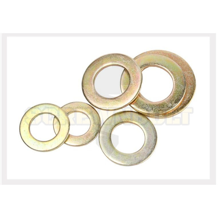 แหวนอีแปะ แหวนรอง น็อตสกรู เหล็กแข็ง 8.8 ชุบ รุ้ง/เหลือง - M2 - M24 / 8.8 Grade Flat Washer Zinc Yellow