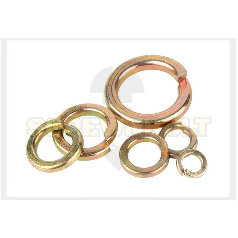 แหวนสปริง แหวนรอง กันคลาย เหล็กแข็ง 8.8 ชุบรุ้ง - M5 - M24 / 8.8 Grade Spring Washer Yellow Zinc
