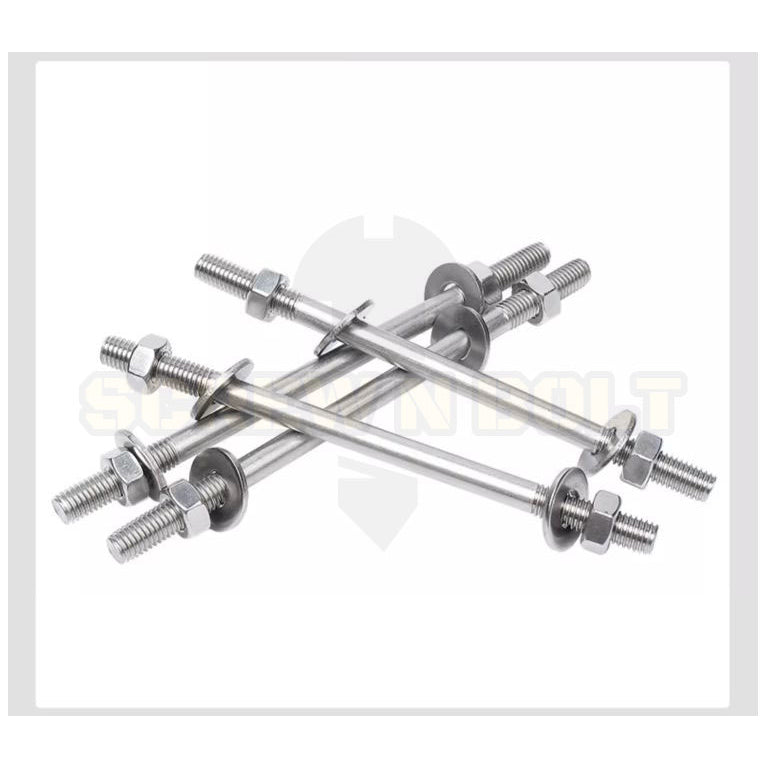 (ยกชุด) สตัด โบลท์ เกลียวไม่ตลอด แหวนแปะ+ตัวเมีย สแตนเลส 304 เกลียวมิล 2 ข้าง M6 / (Set) 2 Thread End Stud (FW) SUS