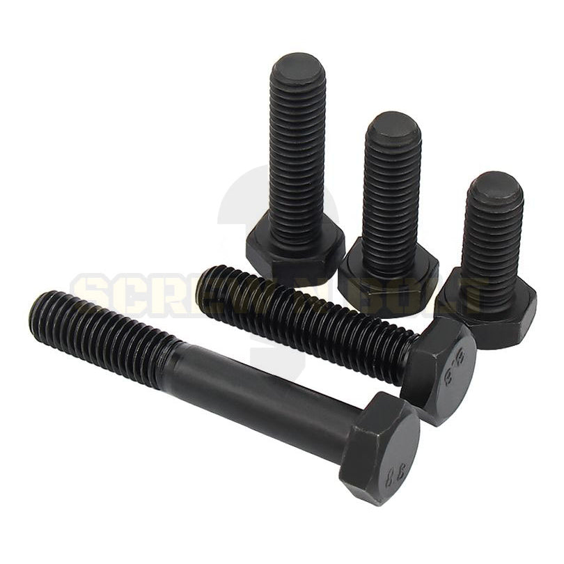 น็อต สกรู หัว หกเหลี่ยม โบลท์ เหล็กแข็ง 8.8 รมดำ เกลียวมิล M12 M14 / Hexagon Head Screw/Bolt Metric Thread Grade 8.8
