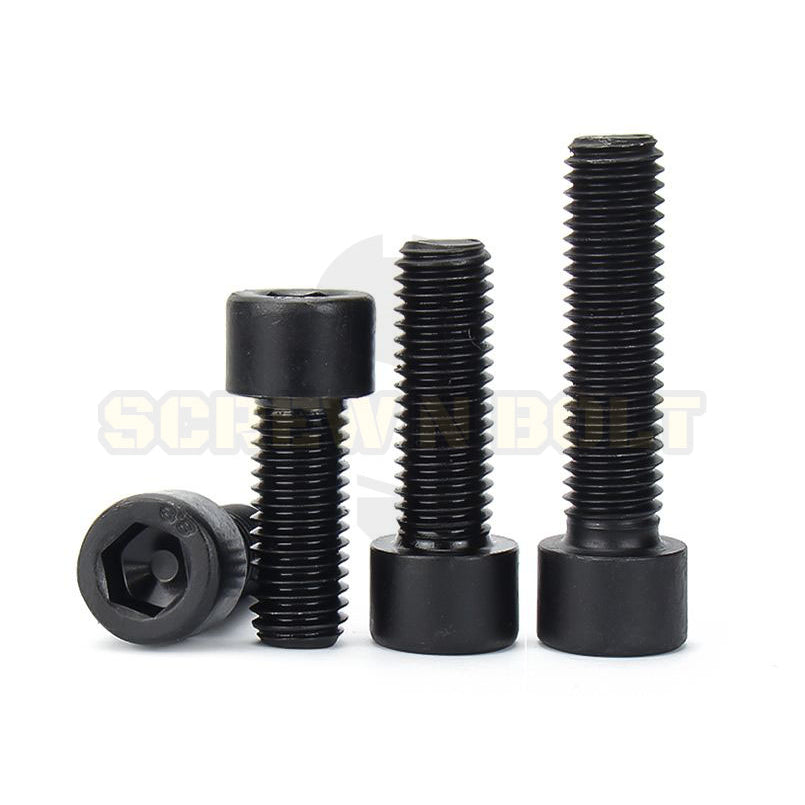 น็อต สกรู หัวจม 6 เหลี่ยม เหล็กแข็ง 8.8 รมดำ เกลียวมิล M12 M14 / Hex Socket Head Cap Machine Screw 8.8 Grade