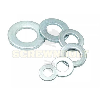 แหวนอีแปะ แหวนรอง น็อตสกรู เหล็กแข็ง 8.8 ชุบ ซิงค์ฟ้า - M3 - M20 / 8.8 Grade Flat Washer Zinc Blue