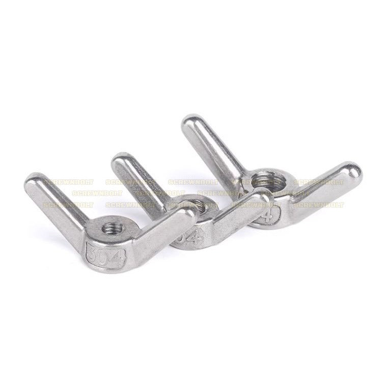 หัวน็อต ตัวเมีย หางปลา ปีก โค้งมน กลม สแตนเลส 304 เกลียวมิล หยาบ M4 M5 M6 M8 M10 / Wing Nut Round SUS304