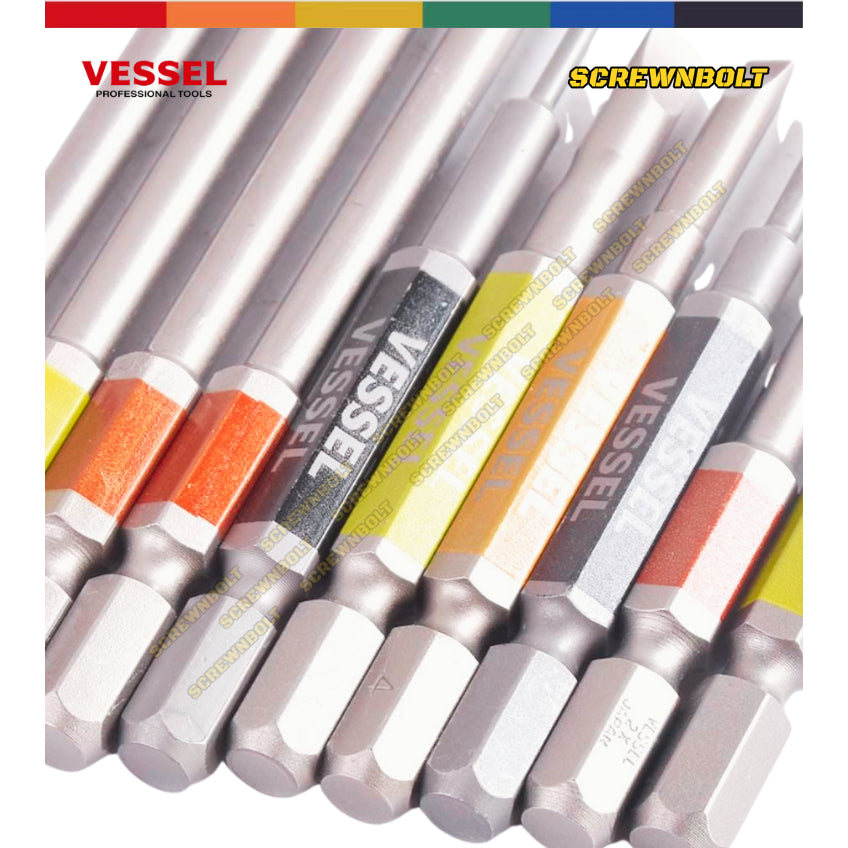 VESSEL ดอกไขควง แม่เหล็ก หัวแฉก/ปากแบน เล็ก ไมโคร จิ๋ว เกรด HRC62 PH0/00 SL1.8/2.5/3/4/5/6 / Phillip/Slot Micro Bit