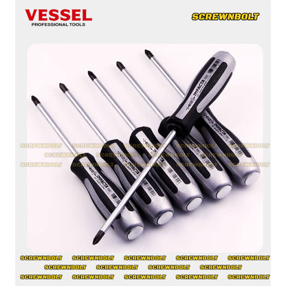 VESSEL ไขควง ตอกหัวสกรู หัวแฉก ตอกแล้วหมุน ถอดสกรูหัวรูด สนิม ติดแน่น CR-V  / Megadora No.980 IMPACTA Screwdriver