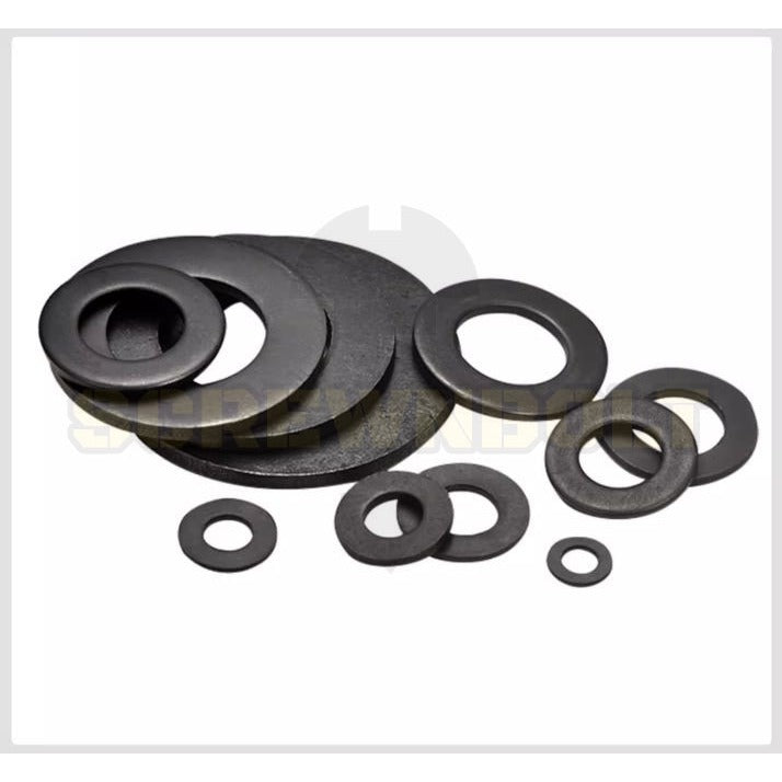 แหวนอีแปะ แหวนรอง น็อตสกรู เหล็กแข็ง 8.8 รมดำ - M2 - M36 / 8.8 Grade Flat Washer Black Oxide