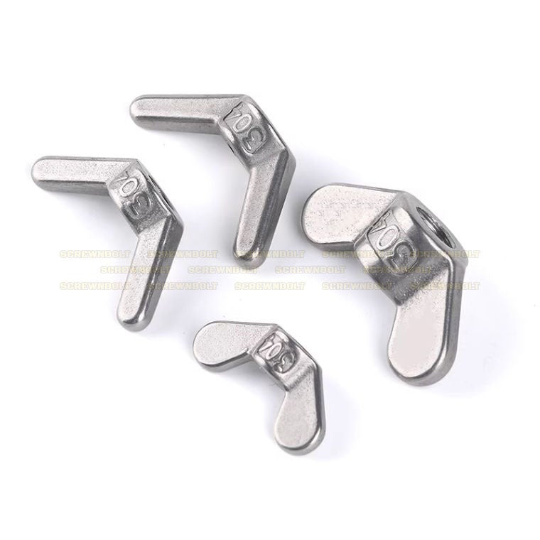 หัวน็อต ตัวเมีย หางปลา ปีก โค้งมน กลม สแตนเลส 304 เกลียวมิล หยาบ M12 M14 M16  / Wing Nut Round SUS304