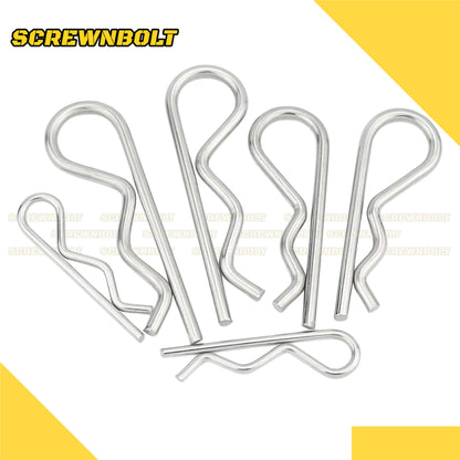 ปิ๊น พิน ตัว R ปิ้น ตัวอาร์ เหล็ก ชุบขาว - M1M2M2.5M3M4M5M6M7 / Hairpin Cotter Snap R Pin Steel