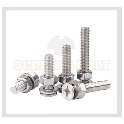(ยกชุด) น็อต สกรู หัวเตเปอร์ แฉก F ตัวเมีย+แหวน สแตนเลส 304 เกลียวมิล M10 / (Set) Flat Head Machine Screw SUS