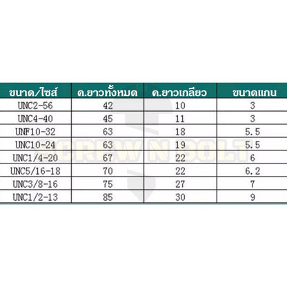 ดอกต๊าปเกลียว ร่องตรง ชุบไทเทฯ+คาร์บอน รูทะลุ เศษลงล่าง เหมาะงานเหล็กแข็ง หุน หยาบ #2 - 1/2 / TICN UNC Straight Tap