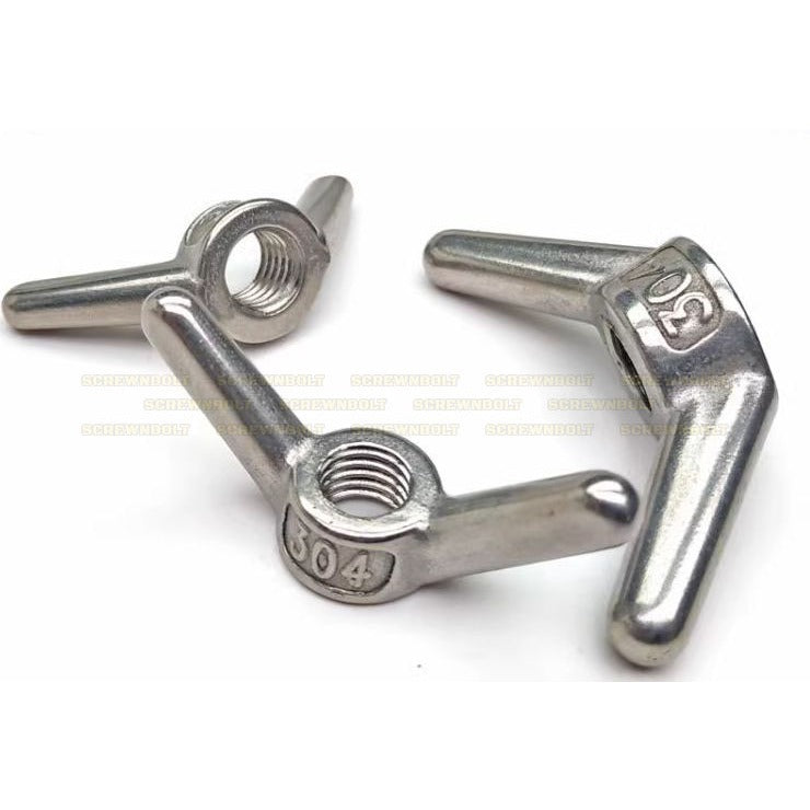 หัวน็อต ตัวเมีย หางปลา ปีก กลม เรียว สแตนเลส 304 เกลียวมิล หยาบ M16 M18 M22 M24 / Wing Nut Slim SUS304