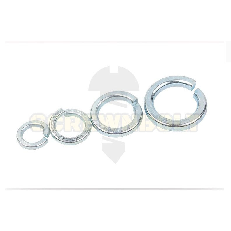 แหวนสปริง แหวนรอง กันคลาย เหล็กแข็ง 8.8 ชุบขาว/ฟ้า - M3 - M24 / 8.8 Grade Spring Washer White Zinc
