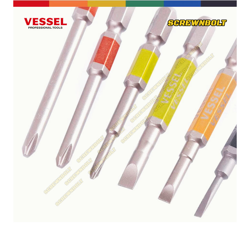 VESSEL ดอกไขควง แม่เหล็ก หัวแฉก/ปากแบน เล็ก ไมโคร จิ๋ว เกรด HRC62 PH0/00 SL1.8/2.5/3/4/5/6 / Phillip/Slot Micro Bit