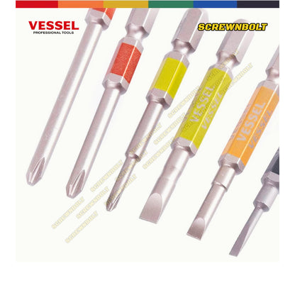 VESSEL ดอกไขควง แม่เหล็ก หัวแฉก/ปากแบน เล็ก ไมโคร จิ๋ว เกรด HRC62 PH0/00 SL1.8/2.5/3/4/5/6 / Phillip/Slot Micro Bit