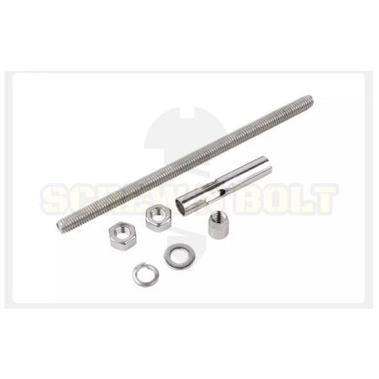 (ยกชุด) พุ๊ก พุก สตัด ตัวยาว (แหวน+ตัวเมีย2ชุด) สแตนเลส 304 เกลียวมิล M10 M12 / (Set) Anchor Stud Bolt SUS304