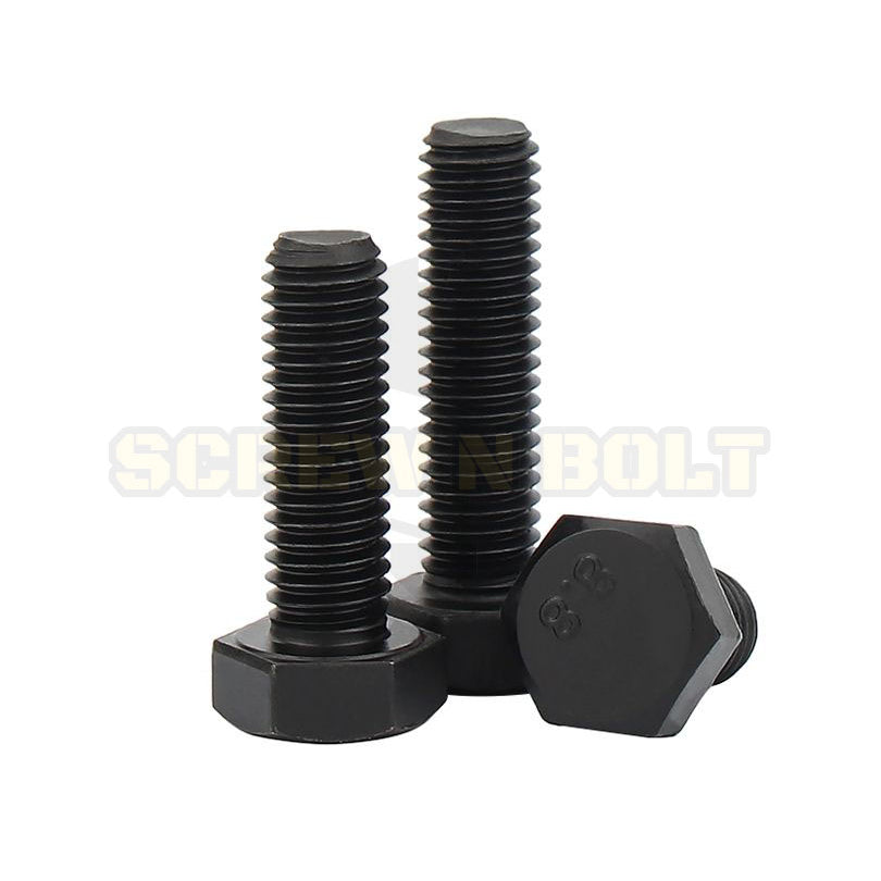 น็อต สกรู หัว หกเหลี่ยม โบลท์ เหล็กแข็ง 8.8 รมดำ มิล "ละเอียด" M8 / Hexagon Head Screw/Bolt Fine Thread Grade 8.8