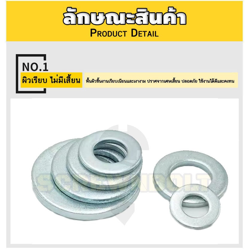 แหวนอีแปะ แหวนรอง น็อตสกรู เหล็กแข็ง 8.8 ชุบ ซิงค์ฟ้า - M3 - M20 / 8.8 Grade Flat Washer Zinc Blue